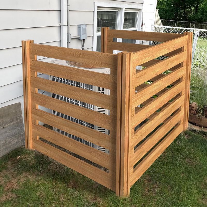 Photo 1 of Beimo Air Conditioner Fence Wood Composter Bin 3 Panels 36 "L x 36 "W x 36 "H Privacy Screens Fence Panels for Outside?Outdoor Trash Can Pool Equipment Enclosure Panels