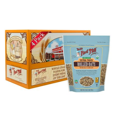 Photo 1 of (Price/Case)Bob S Red Mill Organic Extra Thick Rolled Oats 32 Ounce Bag - 4 per Case
EXP MAY 8 2025