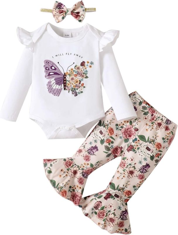 Photo 1 of HIGHUZZA Infant Baby Girl Clothes Toddler Girl Clothes Spring Outfit Newborn Girl Pant Set Cute Girl Gift- 3-6M
