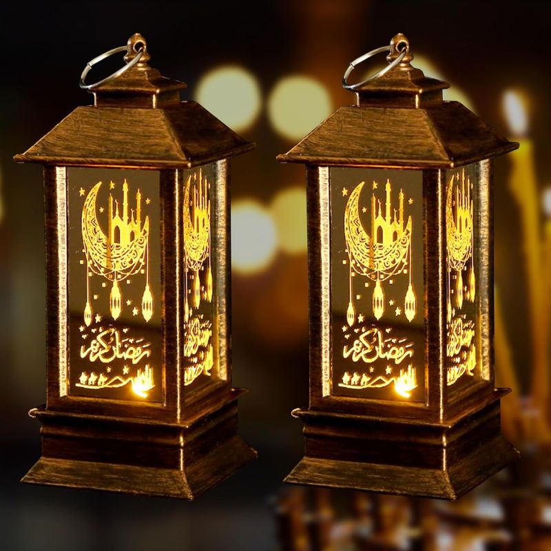 Photo 1 of  Ramadan Lantern for Ramadan Home Decoration, Dark Brown Mini Castle Moon Ramadan Lantern for Eid Mubarak Decorations Ramadan Gifts Home Table Decor, Ramadan Lights Lantern Decor Outdoor 12 PCS