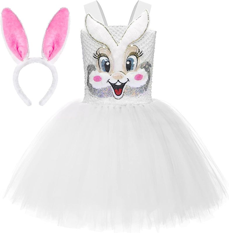 Photo 1 of Costumerry Easter Dresses for Girls Bunny Costume Tutu Dress Up Clothes for Little Girls Halloween Birthday Party- SIZE 7-8 Y 
