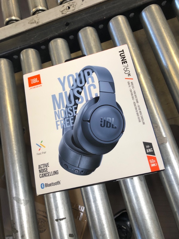 Photo 2 of JBL Tune 760NC - Lightweight, Foldable Over-Ear Wireless Headphones with Active Noise Cancellation - Blue, Medium

