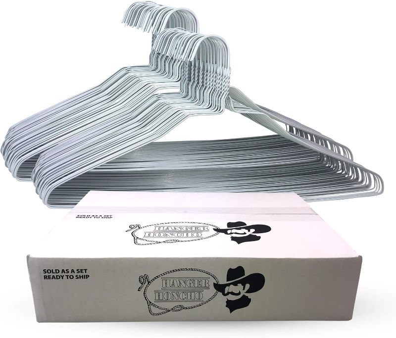 Photo 1 of Wire Hangers - White Metal Hangers in Bulk - 18 Inch Thin Standard Dry Cleaner Coated Steel