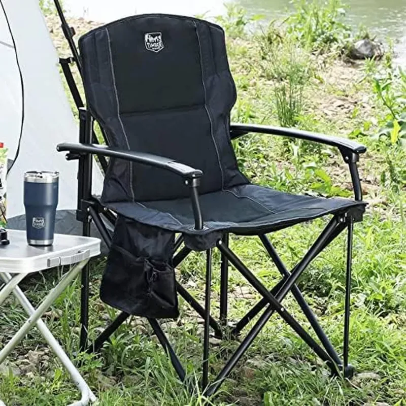 Photo 1 of TIMBER RIDGE Folding Camping Chair with Padded Hard Armrest and Cup Holder