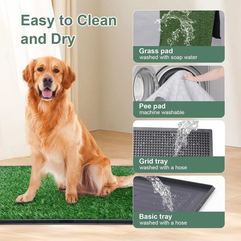 Photo 1 of Dog  Pet Loo Indoor/Outdoor Portable Potty, Artificial Grass Patch Bathroom Mat and Washable Pee Pad for Puppy Training, Full System with Trays (Pet Training Tray, 16 X 20