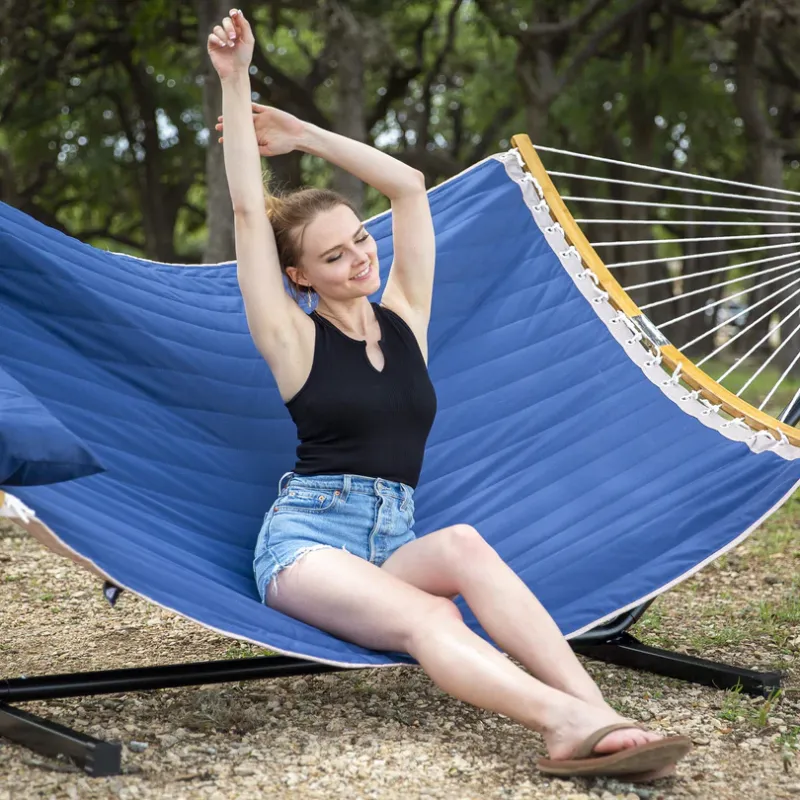 Photo 1 of Extra Large Double Quilted Hammock with Spreader Bar and Pillow |SUNCREAT