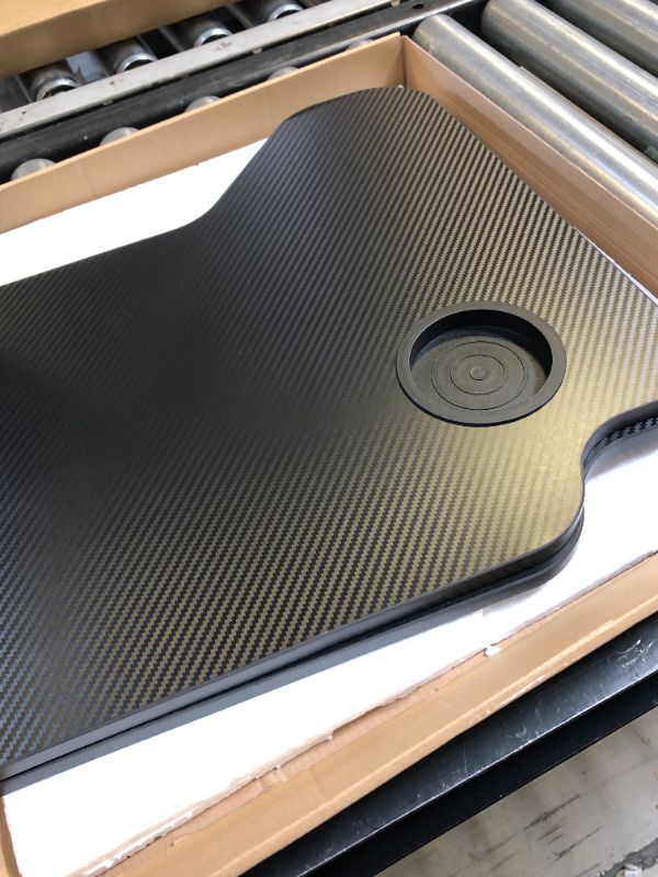 Photo 3 of For Tesla Model 3/Y Foldable Carbon Fiber Textured Car Desk, Multipurpose Portable Food Tray Dining Table for Dining and Working In the Car, Car Laptop Desk, Carbon Fiber Tray, Car Travel Table