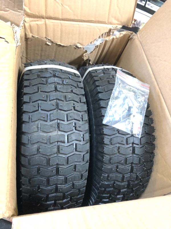 Photo 2 of 2-Pack of 13x5.00-6" Wheels,13" Pneumatic Tires,Steel Rim and 3/4"or 5/8" Axle Bore Hole(Bushing),3"-6” Centered Hub,for Riding Lawn Mower,Utility Wagon and More?All Purpose Utility Tire TT5006-2W