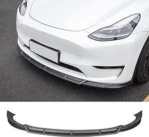 Photo 1 of BMZX Tesla Model Y Front Lip Spoiler Carbon Fiber Pattern Matte ABS Bumper Spoiler Lip Kit Matt for Tesla Model Y 2020 2021 2022 2023