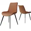 Photo 1 of Brown Faux Leather Upholstered Modern Style Dining Chair with Carbon Steel Legs (Set of 2)
