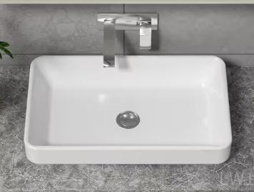 Photo 1 of 22 in. Ceramic Rectangular Vessel Bathroom Sink in White
