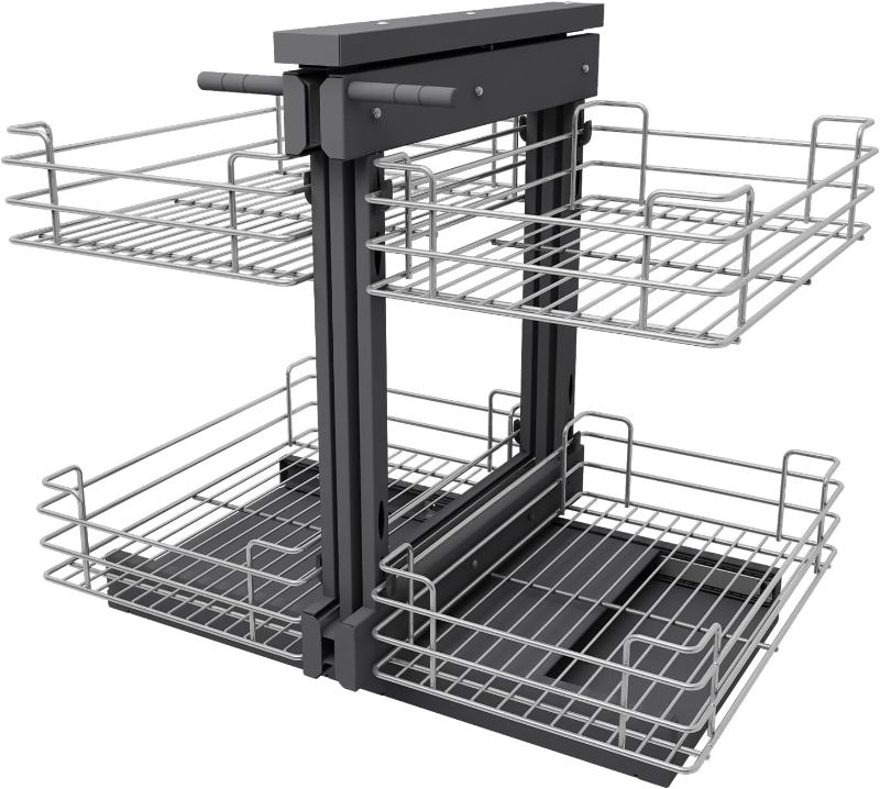Photo 1 of VADANIA Blind Corner Pull Out Organizer for 36" Cabinet, Left Open & Right Open Compatible, Min Opening 15", 2-tier Pull-out Basket, Soft Close, Bottom Mount
