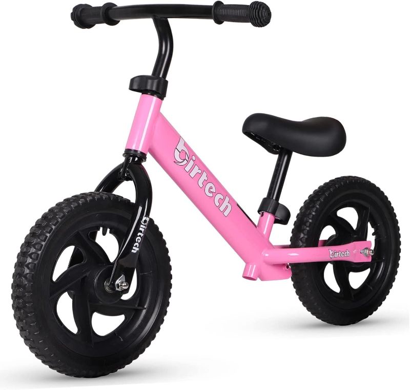 Photo 1 of 12 Inch Toddler Balance Bike for Kids 2-6 Years Old, Adjustable Seat Height, Indoor Outdoor Toy Bicycle With No Pedals, Pink
