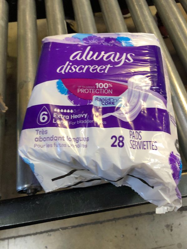 Photo 2 of Always Discreet Incontinence Pads for Women and Postpartum Pads, Ultimate Extra Protect, 28 CT, up to 100% Bladder Leak Protection