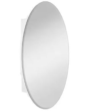 Photo 1 of 20 in. x 30 in. Frameless Recessed or Surface-Mount Bathroom Medicine Cabinet with Beveled Mirror, White
