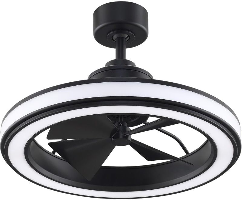 Photo 1 of Fanimation Gleam Indoor/Outdoor Ceiling Fan with LED Light Kit 16 inch - Black
