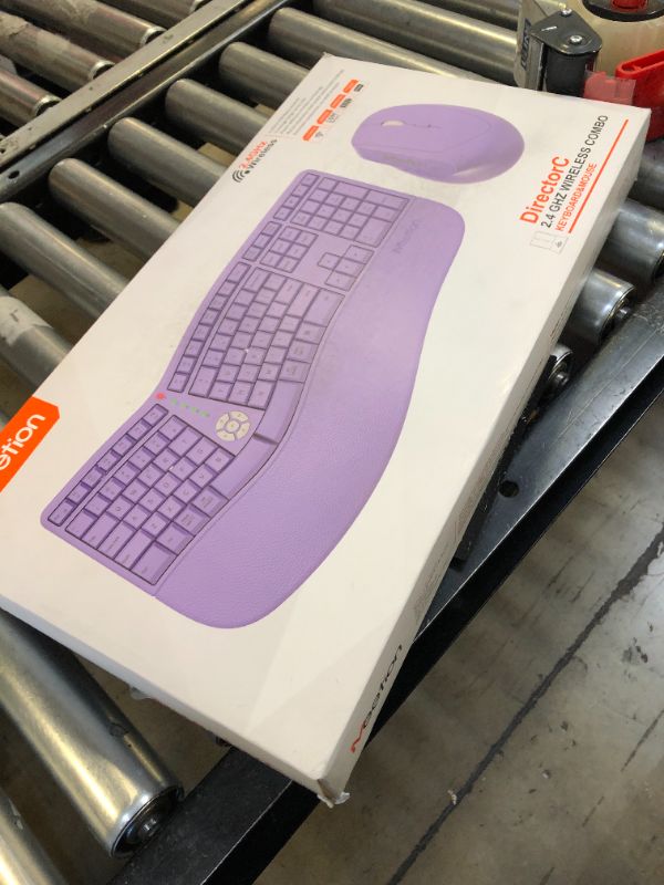 Photo 3 of MEETION Ergonomic Wireless Keyboard and Mouse, Ergo Keyboard with Vertical Mouse, Split Keyboard Cushioned Wrist Palm Rest Natural Typing Rechargeable Full Size, Windows/Mac/Computer/Laptop,Purple
