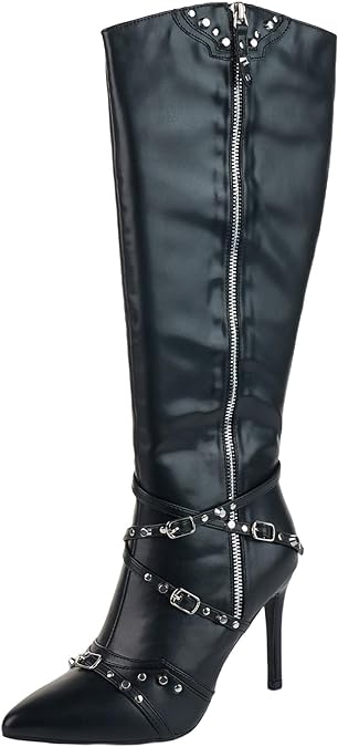 Photo 1 of LALA IKAI Women's Pointy Toe High Boots Zipper Stiletto Knee Boots Dress Party Shoes- SIZE 8 
