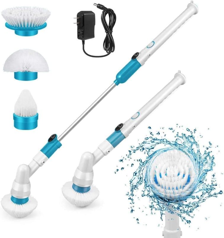 Photo 1 of Spin Scrubber, 360 Cordless Tub and Tile Scrubber, Multi-Purpose Power Surface Cleaner with 3 Replaceable Cleaning Scrubber Brush Heads, 1 Extension Arm and Adapter
