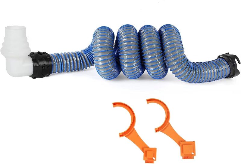 Photo 1 of 10FT RV Sewer Hose, EXTREME Heavy Duty TPE Material for Abrasion Resistance and Crush Protection, Camper Sewer Hose Kit with Pre-Attached Bayonet Fittings, 4-in-1 Adapter Elbow and Wrench
