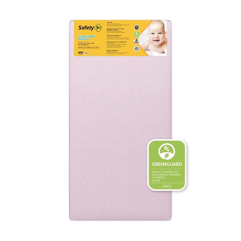 Photo 1 of Safety 1st Heavenly Dreams Baby Crib & Toddler Bed Mattress, Waterproof Cover, Firm, Fits Standard Size Cribs & Toddler Beds, Pink
