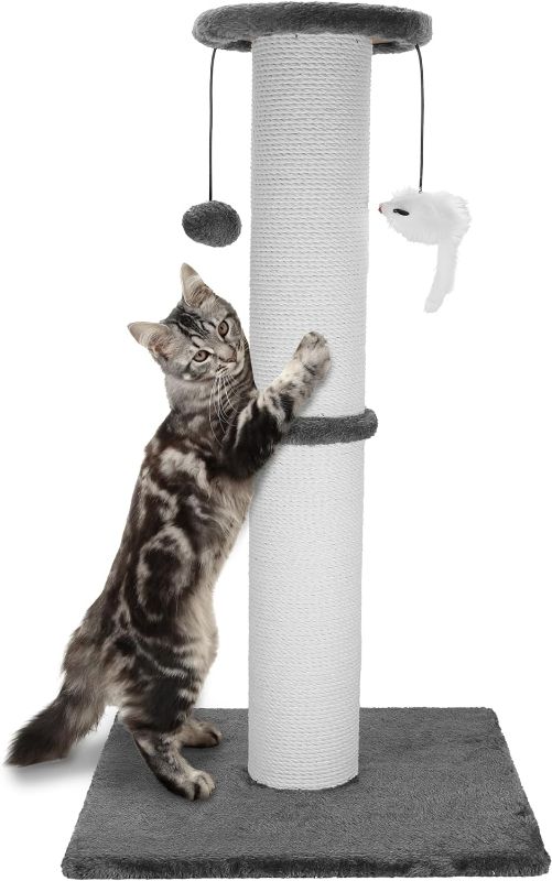 Photo 1 of 34" Tall Cat Scratching Post Heavy Duty and Thicker Cat Scratching Post Sisal Rope with Hanging Ball and Mice Vertical Scratcher for Indoor Cats and Adult(Grey)
