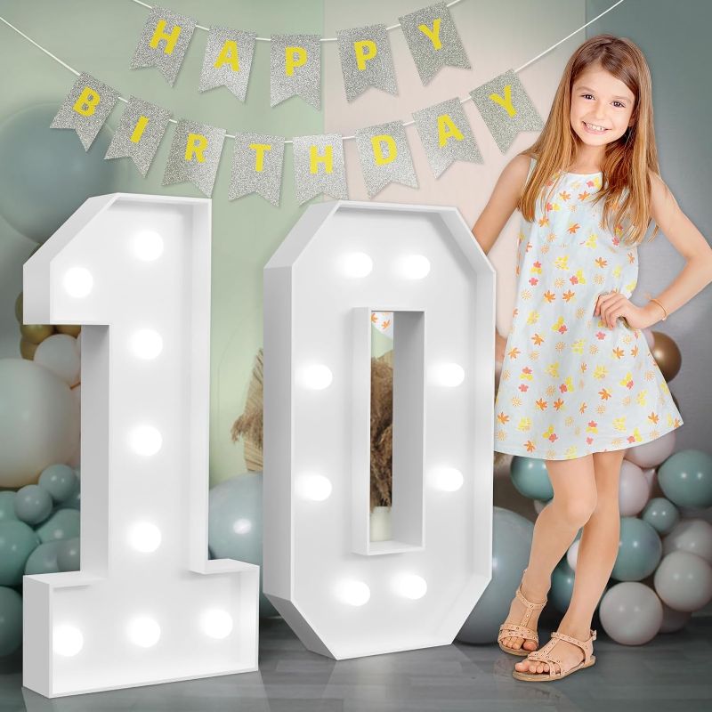 Photo 1 of Marquee Numbers Large 10th-Birthday Decorations: 3ft Light Up Number 10 Birthday Decoration for Boy Girl Ten Year Old Birthday Decor Party Backdrop Anniversary Cardboard Big Mosaic Number 10
