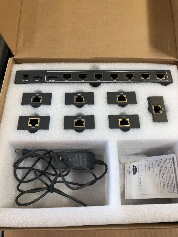 Photo 1 of HDMI Extender Splitter 1x7 1080P@60Hz Over Cat 5E/6/7 Ethernet Cable 50m (164ft) Support HDMI loopout EDID Copy POC Function (1 in 7 Out), Monitor

