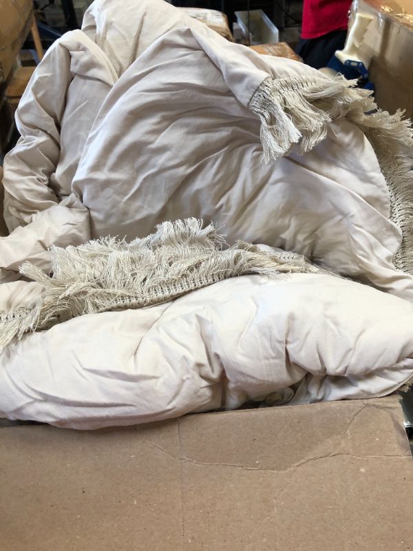 Photo 1 of Andency Beige Comforter Set King Size with Sheets -7 Pieces Boho Tassel Bed in a Bag Soft Lightweight Bedding Sets, All Season Fringe Bed Set with Comforter, Sheets, Pillowcases & Shams King(104"x90") Beige