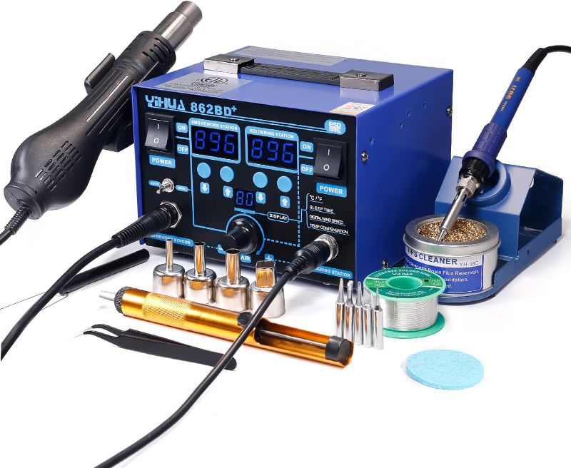 Photo 1 of YIHUA 862BD+ SMD ESD Safe 2 in 1 Soldering Iron Hot Air Rework Station °F /°C with Multiple Functions
