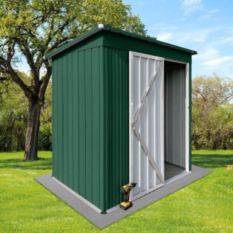 Photo 1 of ZNTS Metal garden sheds 5ftx4ft outdoor storage sheds Green+White W1350112696
