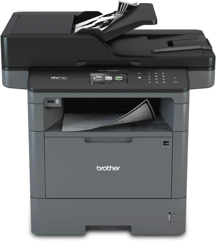 Photo 1 of Brother Monochrome Laser Printer, Multifunction Printer and Copier, DCP-L5600DN, Flexible Network Connectivity, Duplex Printing, Mobile Printing, Replenishment Ready, Black, 19.1" x 19.5" x 16.8" DCP-L5600DN Step up Legal-size Doc Glass