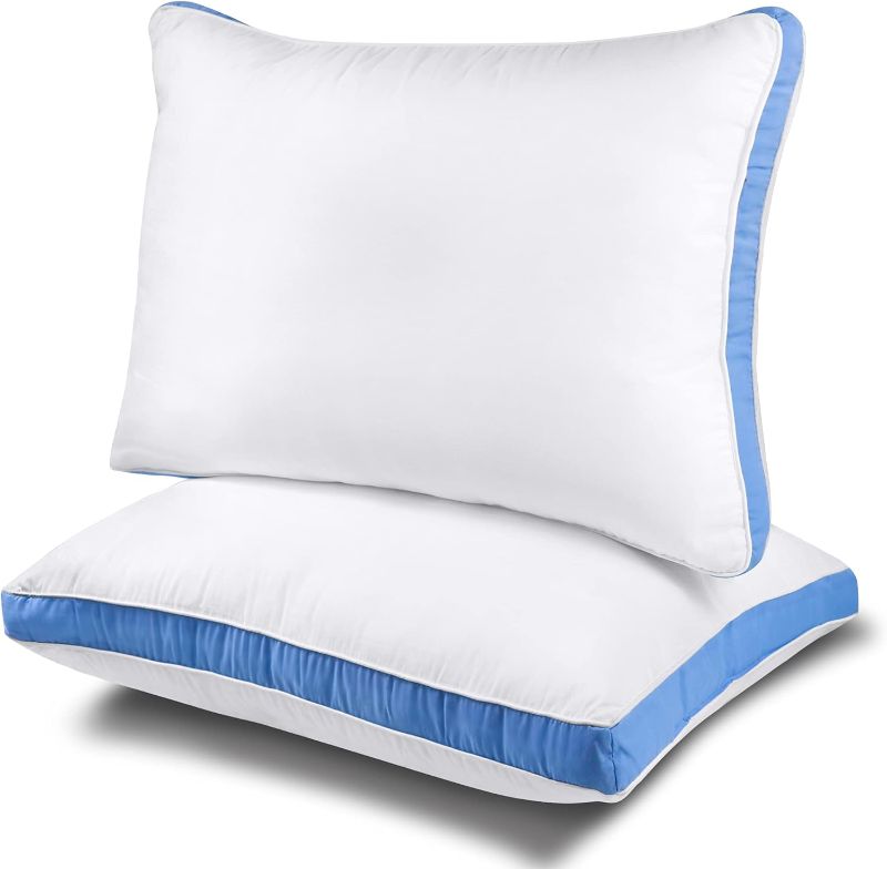 Photo 1 of 2 Pack Pillows for Side Sleepers - Cooling Firm Pillows for Queen Size, Hotel Quality Down Alternative Pillow for Sleeping, Gusseted & Breathable Cotton Gusset Pillow (18" x 26")
