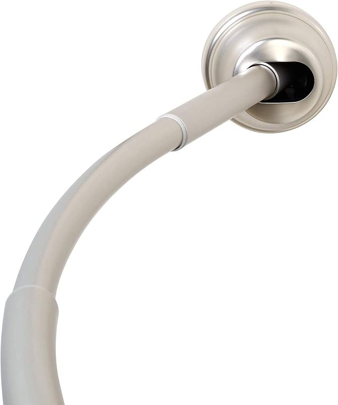 Photo 1 of Zenna Home Rustproof Curved Stall-Sized Shower Curtain Rod for Small Shower Stall Spaces, 32” - 40” (Not for Standard Shower Sizes), Shower Rod Has Choice of Tension or Permanent Mount, Brushed Nickel
