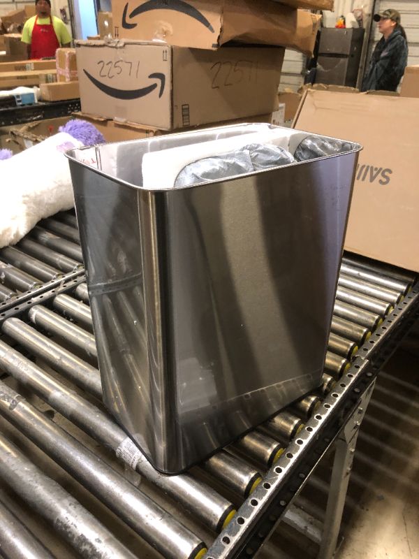 Photo 1 of ROOMWELL Automatic Trash Can Kitchen 13+ Gallon - Stainless Steel Garbage Can Touchless with Motion Sensor Lid and Infrared Light with AC Power Adapter