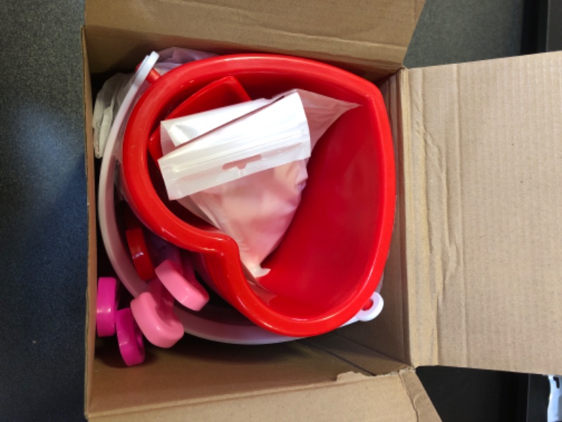 Photo 2 of 24 Pack Valentine's Day Heart Shape Sand Buckets Red and Pink Valentine Plastic Shovels Toy with 6 Pcs Heart Shape Tags Valentine Exchange Cards for Classroom Exchange Prizes Valentine's Gifts