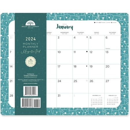 Photo 1 of 2024 Dogs on Repeat Annual Monthly Magnetic Refrigerator Pad by Bright Day 18 Month 8 X 10 Inch January 2024 - June 2025

