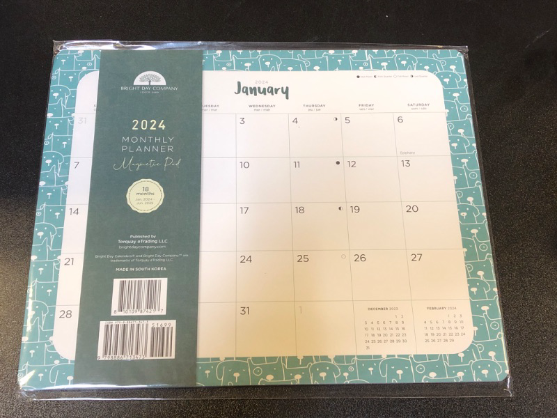 Photo 1 of 2024 Dogs on Repeat Annual Monthly Magnetic Refrigerator Pad by Bright Day 18 Month 8 X 10 Inch January 2024 - June 2025
