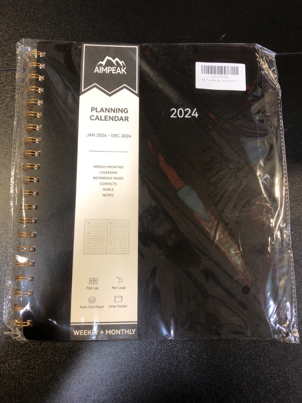 Photo 2 of Planner 2024, 2024 Planner Weekly and Monthly, Jan. 2024 - Dec. 2024, AIMPEAK Planner with Tabs, Pocket, Pen Loop, Flexible Waterproof Cover, Twin-Wire Binding, Black, 8.5" x 11" Black 8.5" x 11"