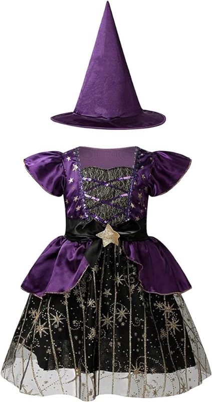 Photo 1 of Girls Witch Costume for Girls Starry Wizard Dress with Hat Halloween Party Fancy Dress
SIZE M/L