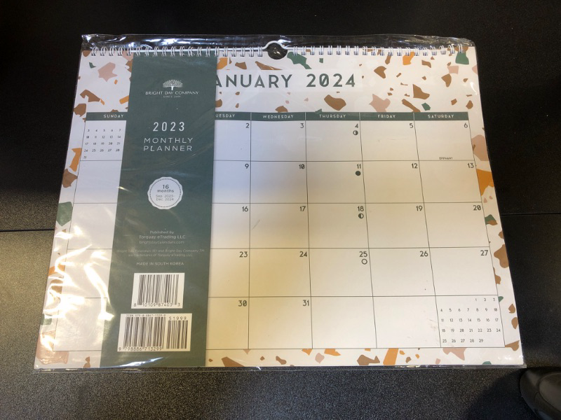 Photo 2 of 2023-2024 Academic Speckles Spiral Weekly Calendar by Bright Day, 15" x 11.5", Twin Wire Binding, 18 Months, Jul 2023 - Dec 2024