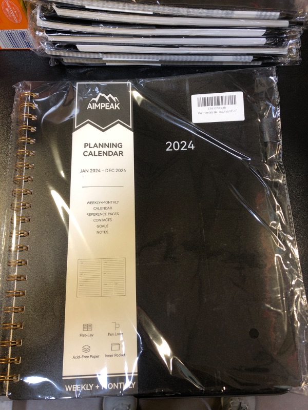 Photo 2 of Planner 2024, 2024 Planner Weekly and Monthly, Jan. 2024 - Dec. 2024, AIMPEAK Planner with Tabs, Pocket, Pen Loop, Flexible Waterproof Cover, Twin-Wire Binding, Black, 8.5" x 11" Black 8.5" x 11"
