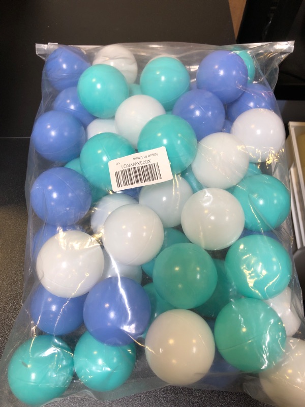 Photo 2 of Ball Pit Balls for Kids - Plastic Balls for Ball Pit, Play Balls for & Playhouse Childrens Toy, Ocean Balls Include a Net Bag 50pcs White&Blue&Green