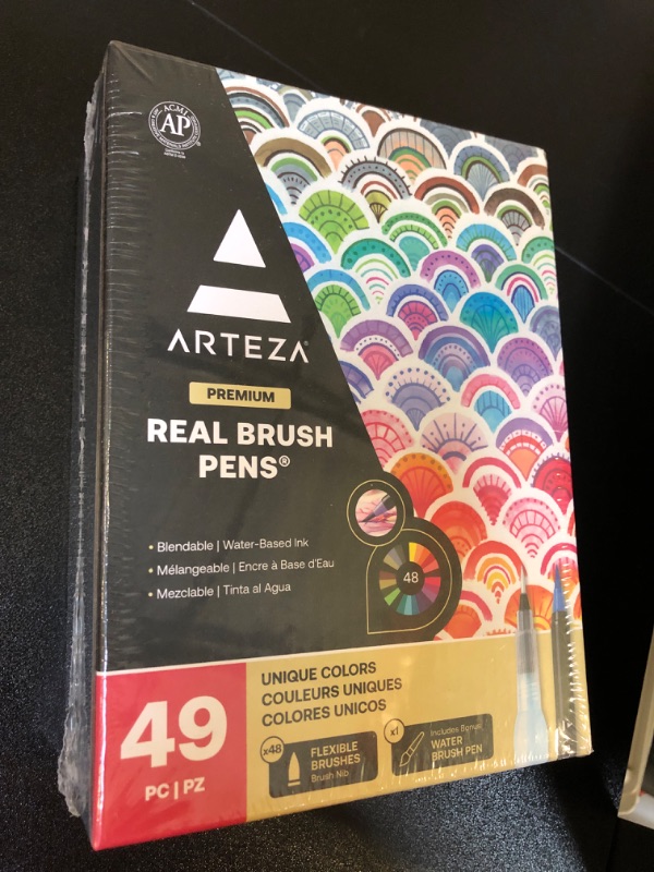 Photo 2 of Arteza Blendable Ink Real Brush Tip Artist Brush Pens Set, Assorted Colors, Non-Toxic - 48 Pack