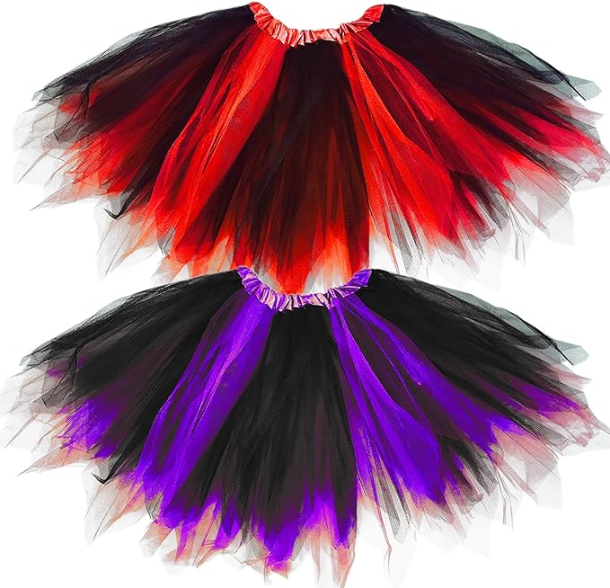 Photo 1 of Girl Tutu Skirt 3-Layer Tulle Princess Ballet Dance Short Tutu Skirt Orange/Red/Purple/Green Tutu Halloween Costumes
