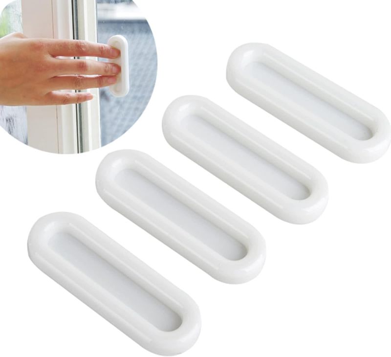 Photo 1 of 4 Pcs Window Plastic Stick on Cabinet Handles, Stick on Knobs for Cabinets and Drawers, Plastic Cabinet Handles for Kitchen Door Handles Replacement (White)
