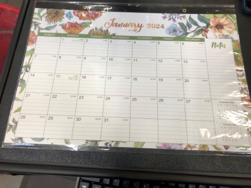Photo 1 of Desk Calendar 2024-2024 Desk Calendar, Jan. 2024 - Dec. 2024, 16.8" x 12", 12-Month Desk/Wall Calendar 2-in-1, Desk Calendar with Thick Paper, Corner Protectors, Large Ruled Blocks - Art Floral