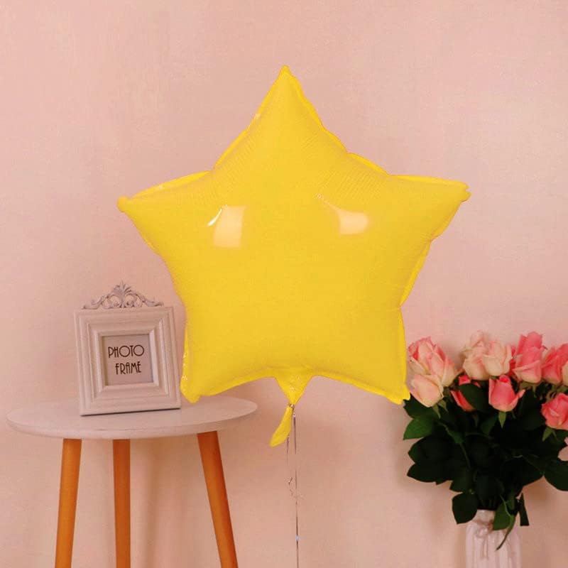 Photo 1 of 18 Inches 10 Macaron Color Star Shaped Rainbow Party Foil Balloons, Foil Balloons for Party Decoration, Birthday Party Supplies or Wedding Ceremony (Macaron Yellow)
