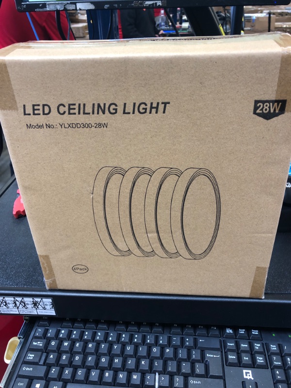 Photo 2 of 28W 3200lm LED Flush Mount Ceiling Light, Super Slim 12 inch LED Ceiling Light, 5000K Daylight LED Ceiling Light for Bedroom, Living Room, Dining Room… (5000K-4 Pack(White))
