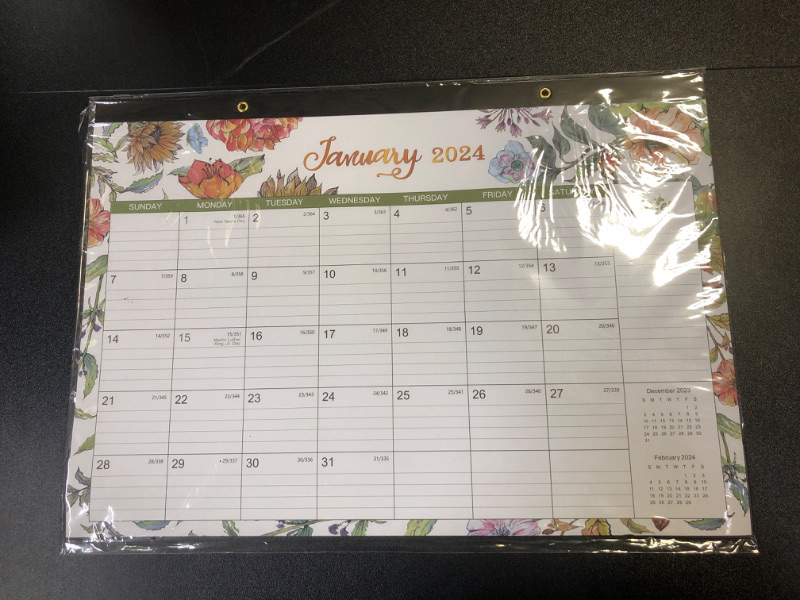 Photo 2 of Desk Calendar 2024-2024 Desk Calendar, Jan. 2024 - Dec. 2024, 16.8" x 12", 12-Month Desk/Wall Calendar 2-in-1, Desk Calendar with Thick Paper, Corner Protectors, Large Ruled Blocks - Art Floral